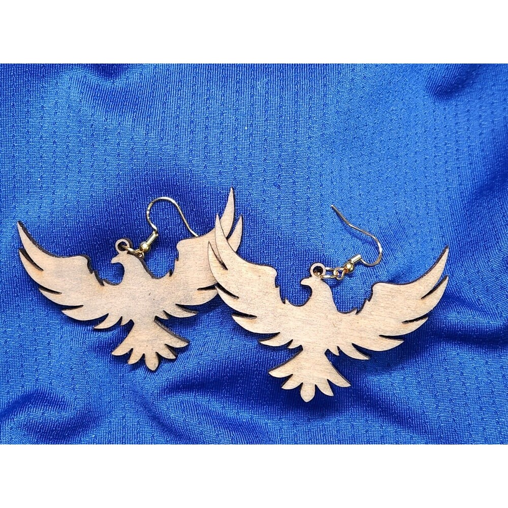 1 Pair phoenix Shaped Laser Cut Wooden Dangle Earrings Boho Style.